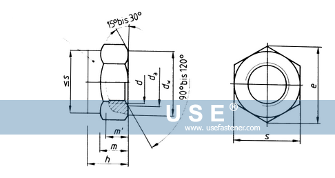 DIN 985 - prevailing torque type hexagon thin nuts with nonmetallic insert